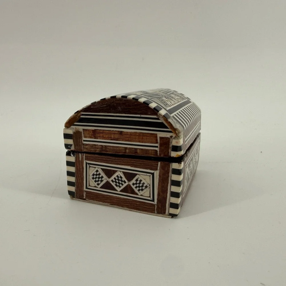 Unbranded Inlay Jewelry Box Unisex Small Brown Mother of Pearl Bone Mosaic Star